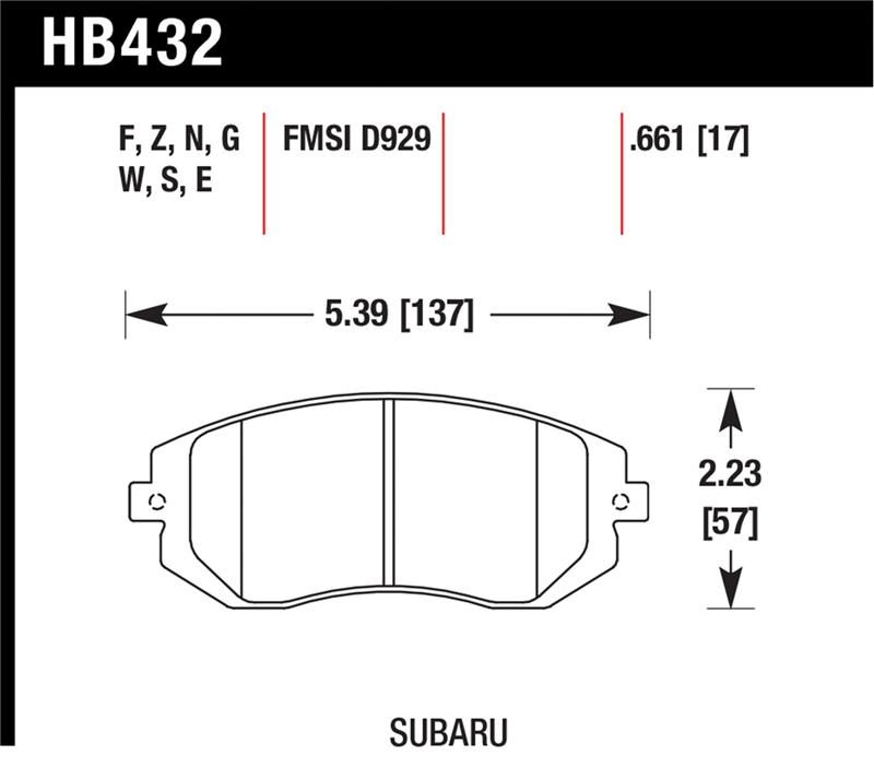 Subaru WRX Brake Pads - Front - Hawk Performance - Performance Ceramic - `03-`05